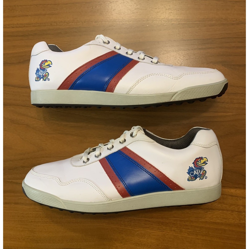 Vintage Kansas Jayhawks Footjoy Contour Casual Golf Shoes Mens 9 Retro Stripe KU
